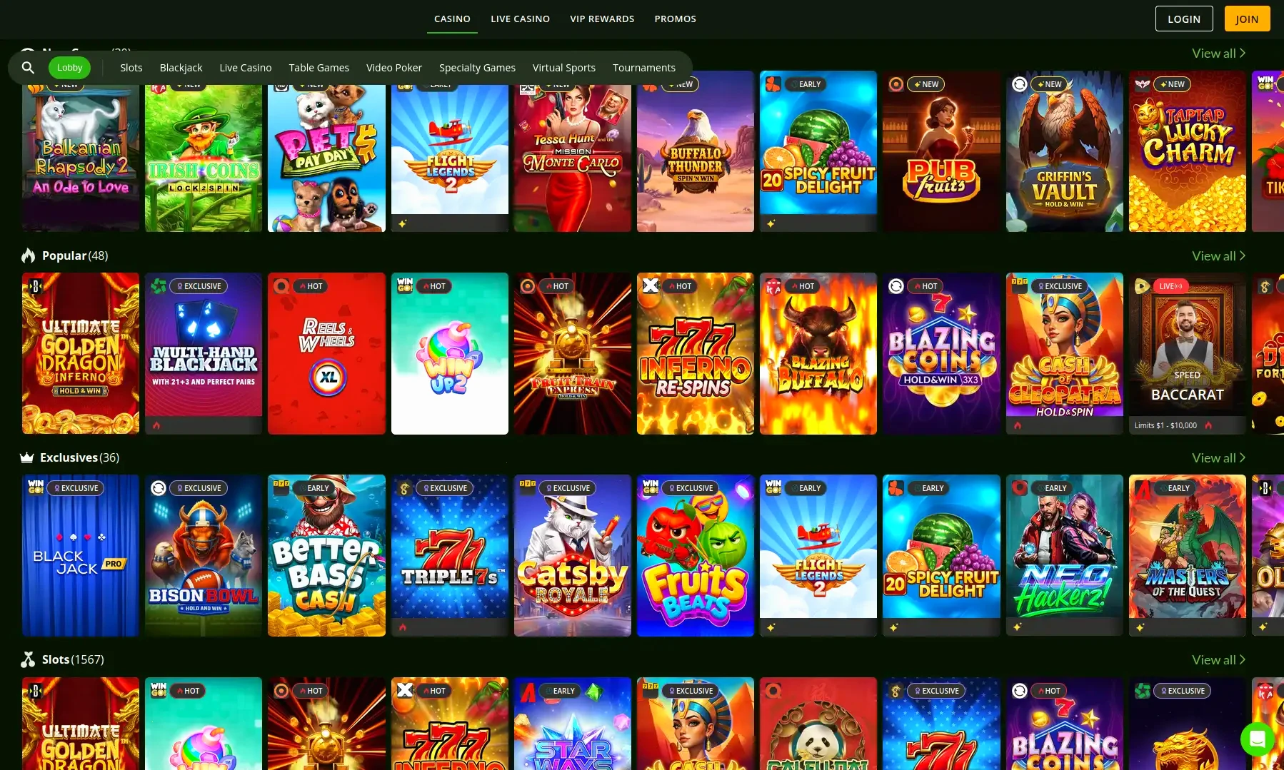 Vegashero Online Casino Spielübersicht